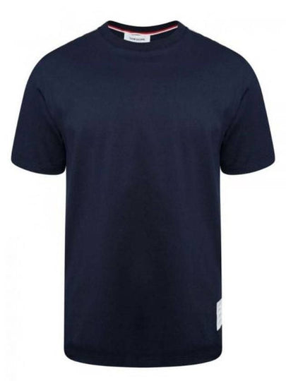 Men's Side Slit Relaxed Short Sleeve T-Shirt Navy - THOM BROWNE - BALAAN 2