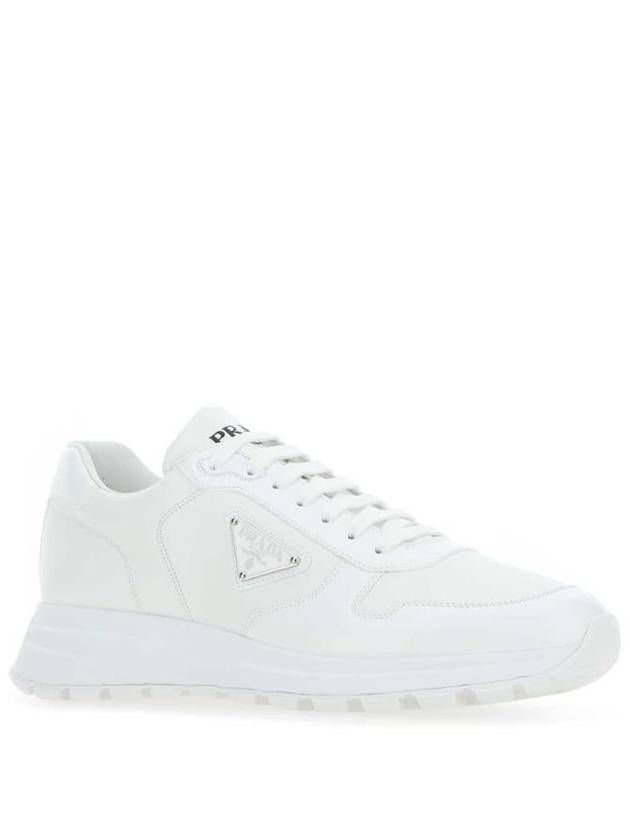 Prax 01 Re-Nylon Brushed Leather Low-Top Sneakers White - PRADA - BALAAN 3