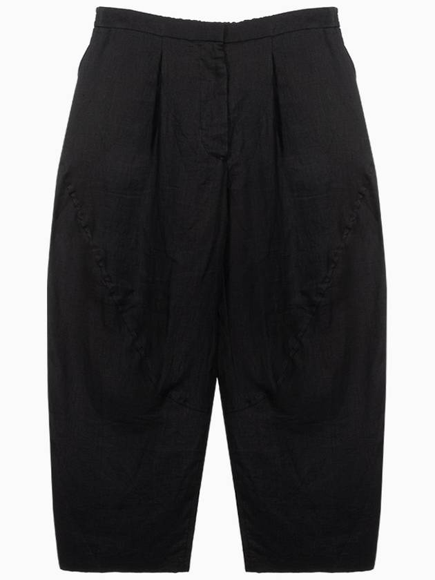 Pintuck Black Women's Linen Wide Pants DB3001CAYO 900 - RVR LARDINI - BALAAN 1