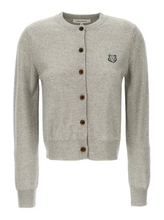 Bold Fox Head Patch Regular Cardigan Light Grey Melange - MAISON KITSUNE - BALAAN 2