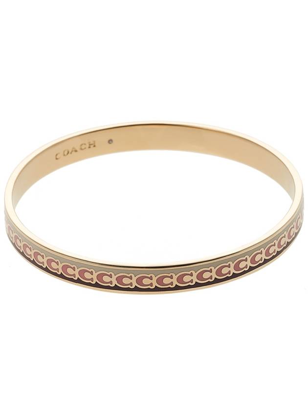 Logo Pattern Hinged Bangle Bracelet Gold Pink - COACH - BALAAN 4