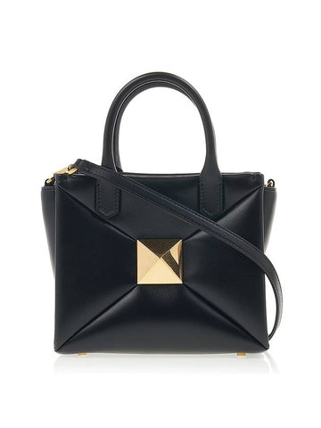 Small One-Stud Tote Bag Black - VALENTINO - BALAAN 1