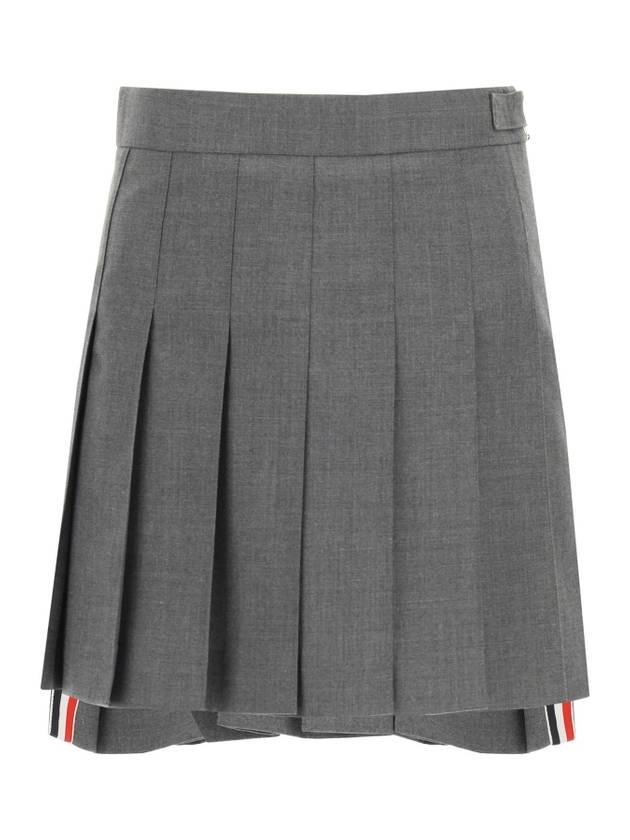 seersucker drop back pleated skirt gray - THOM BROWNE - BALAAN.