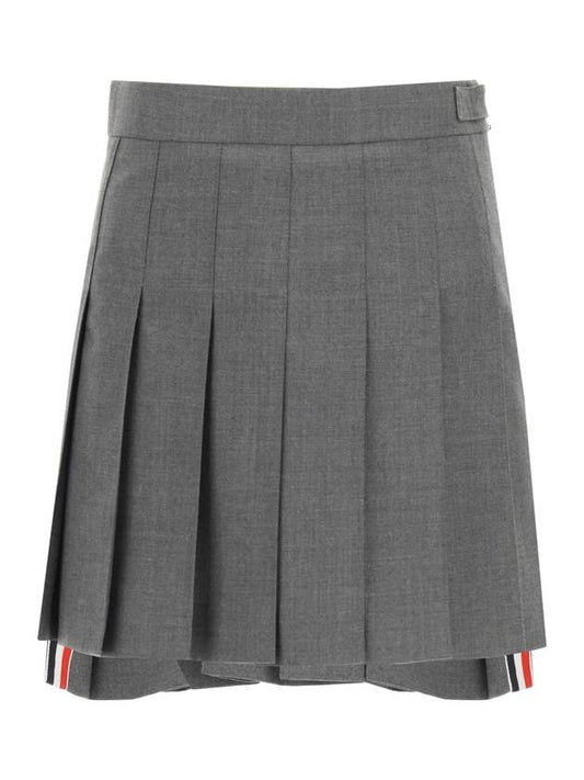 Piece Dyed Seersucker Drop Back Mini Pleated Skirt Grey - THOM BROWNE - BALAAN 1