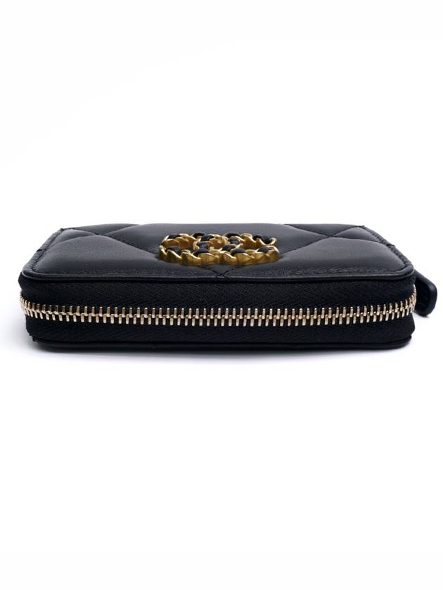 19 Lambskin Gold Zipper Card Wallet Black - CHANEL - BALAAN 5