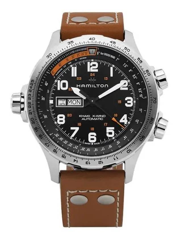 H77755533 Khaki Aviation x Wind Day-Date Automatic Men's Leather Watch 45mm - HAMILTON - BALAAN 6