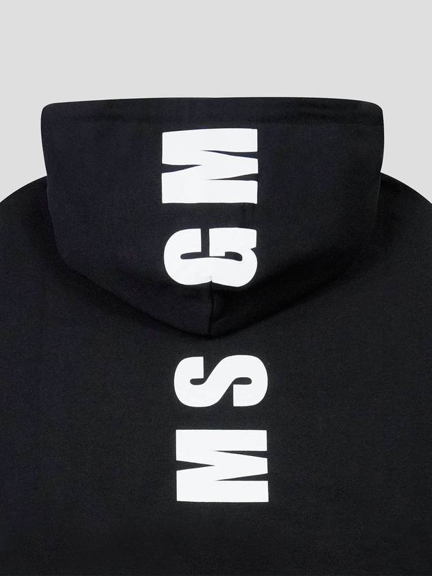 Back Logo Kangaroo Pocket Hoodie Black - MSGM - BALAAN 3