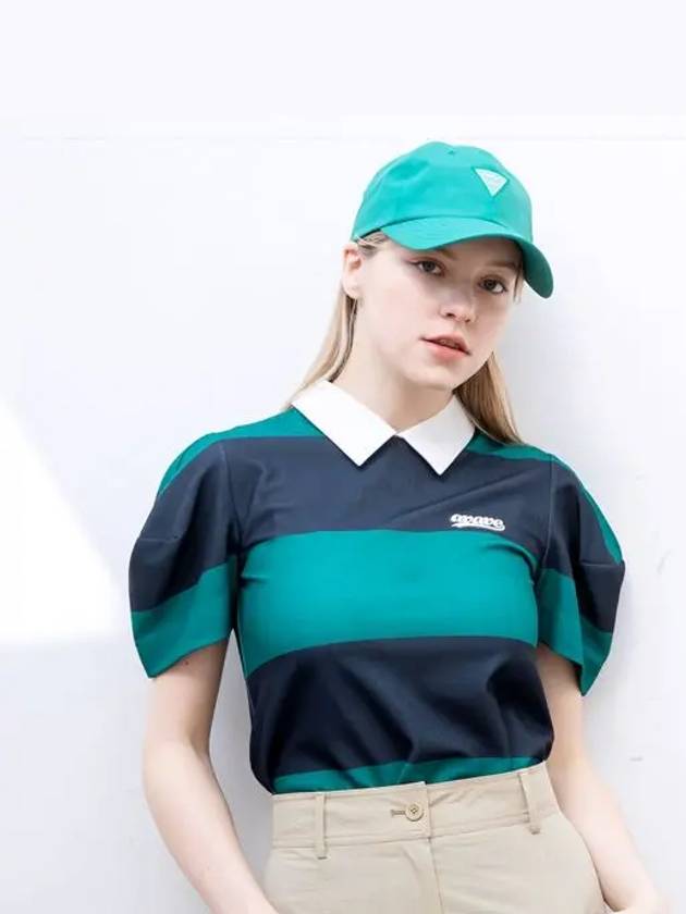 Golf Tennis Puff Collar T-Shirt Green Navy - AVAVE - BALAAN 2