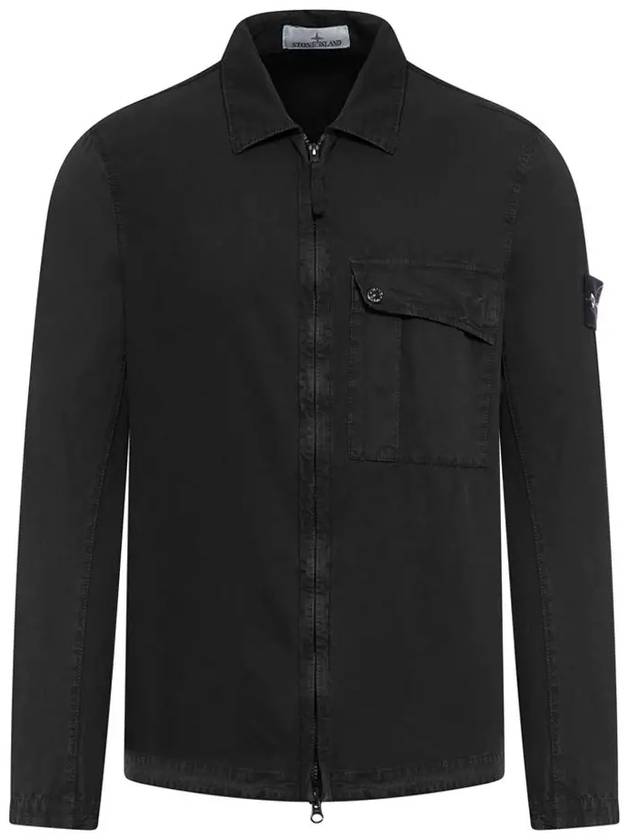 Old Treatment Garment Dyed Overshirt Jacket Black - STONE ISLAND - BALAAN 3