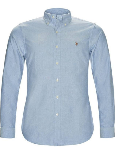 Men's Embroidered Pony Logo Oxford Long Sleeve Shirt Blue - POLO RALPH LAUREN - BALAAN 1