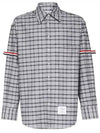 Prince of Wales Armband Oversized Long Sleeve Shirt Medium Grey - THOM BROWNE - BALAAN 3