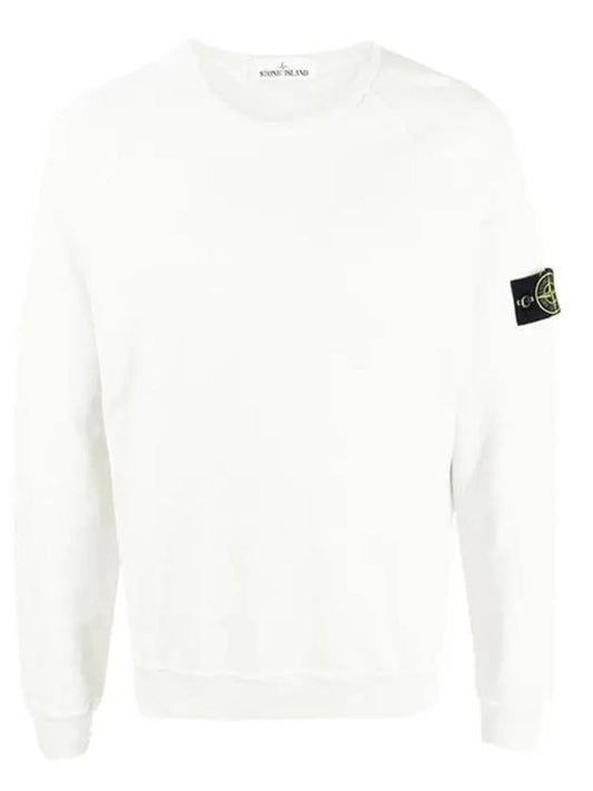 Men's Waffen Patch Washed Sweatshirt White - STONE ISLAND - BALAAN.