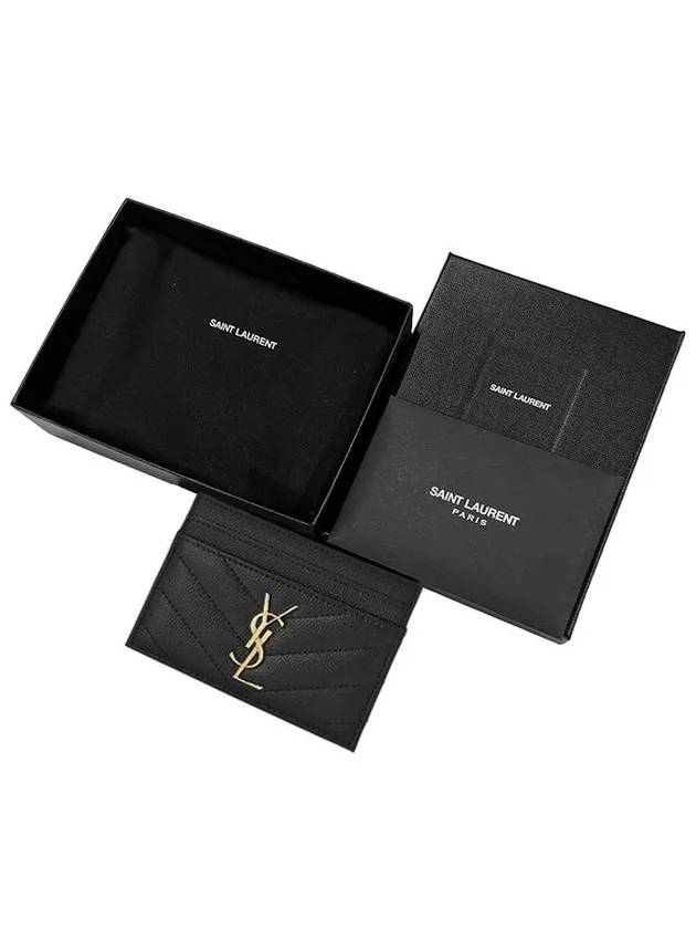 Gold Hardware Matelasse Caviar Leather Card Wallet Black - SAINT LAURENT - BALAAN 6