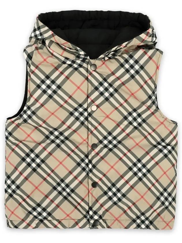 Kids Check Reversible Padded Vest Beige Black 8079637 8 10Y - BURBERRY - BALAAN 3