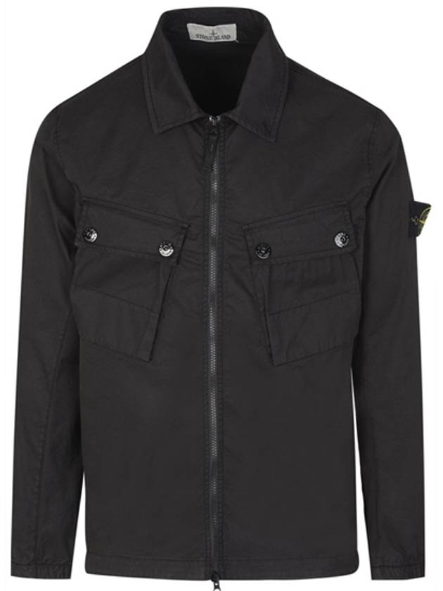 Men's Wappen Patch Two-Pocket Overshirt Zip-Up Jacket Black - STONE ISLAND - BALAAN 2