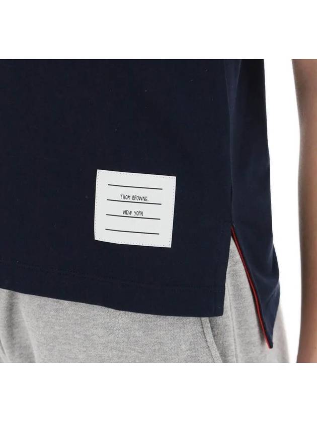 Logo Patch Lightweight Jersey Relaxed Fit Short Sleeve T-Shirt Navy - THOM BROWNE - BALAAN 6