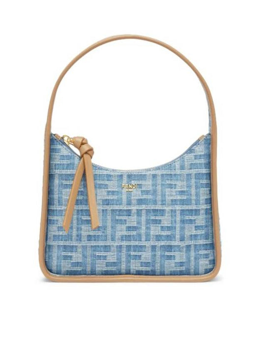 Fendessence FF Logo Denim Mini Shoulder Bag Light Blue - FENDI - BALAAN 1