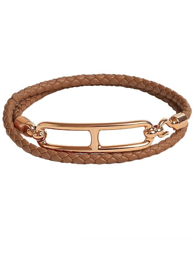 Roulis Double Tour Leather Bracelet Gold - HERMES - BALAAN 1