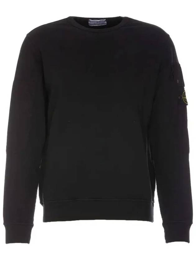 Brushed Organic Cotton Fleece Sweatshirt Black - STONE ISLAND - BALAAN 2