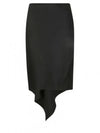 Virgin Wool Scarf Hem Short A-Line Skirt Black - HELMUT LANG - BALAAN 2