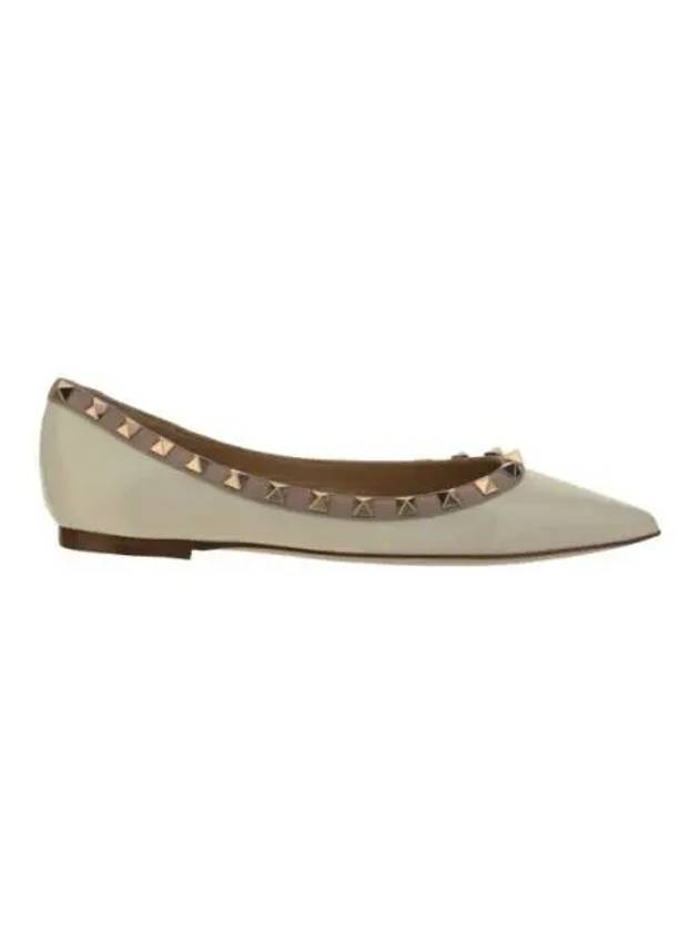 Patent Leather Rockstud Ballerina White - VALENTINO - BALAAN 2