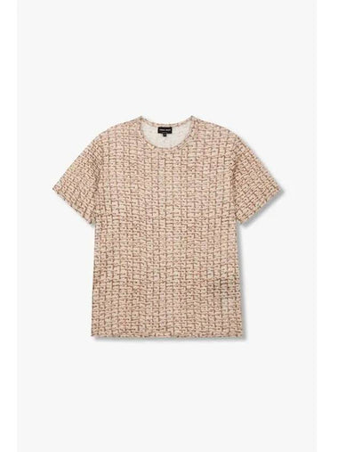 Men s Braided Print Linen T Shirt Light Brown - GIORGIO ARMANI - BALAAN 1