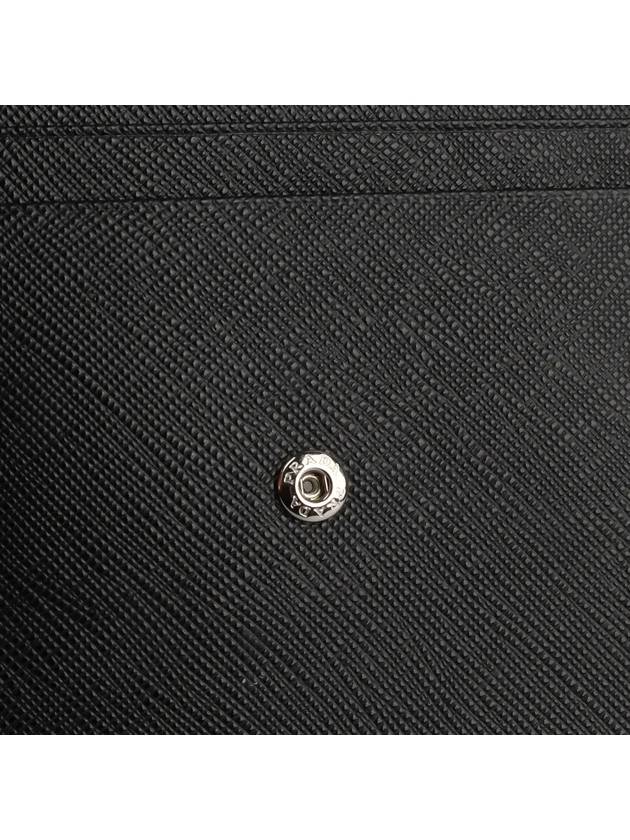 Saffiano Triangular Logo Stitch Saffiano Card Wallet Black - PRADA - BALAAN 3