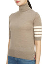 Fine Merino 4 Bar Relaxed Short Sleeve Turtleneck Brown - THOM BROWNE - BALAAN 3