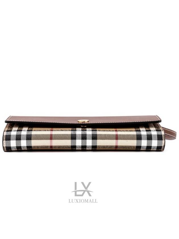 Vintage Check Leather Long Wallet Brown - BURBERRY - BALAAN 7