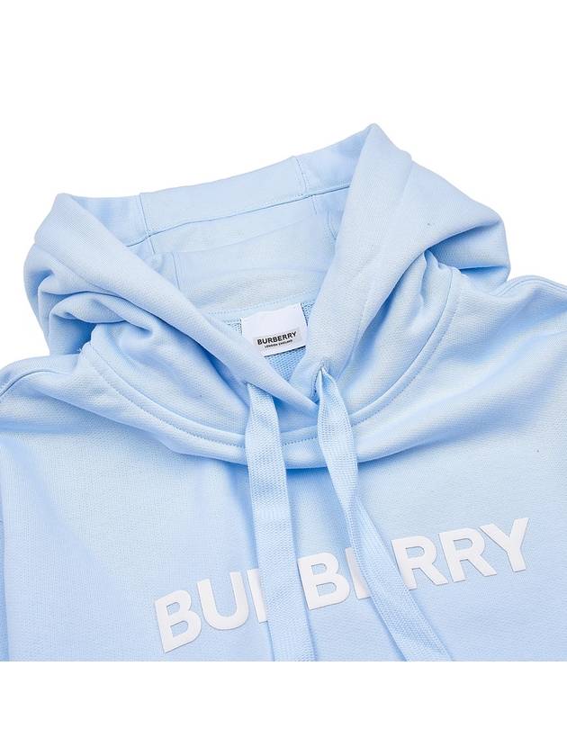 Logo Print Cotton Hoodie Light Blue - BURBERRY - BALAAN 4