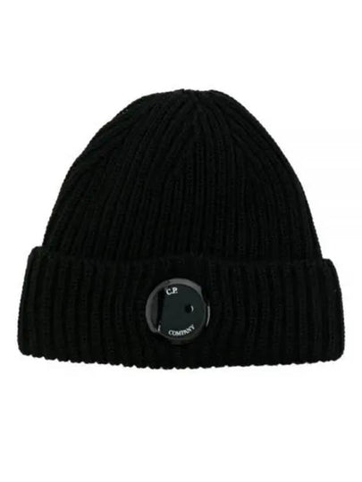 Lens Wappen Extra Fine Merino Wool Beanie Black - CP COMPANY - BALAAN 2