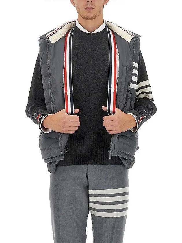 4 Bar Poly Twill Down Vest Grey - THOM BROWNE - BALAAN 2