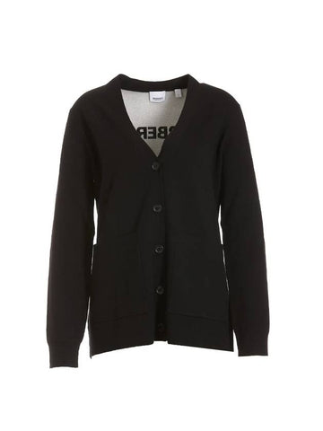 bag logo V-neck cardigan black - BURBERRY - BALAAN 1