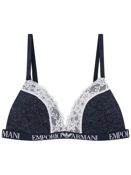 UNDERWEAR Women s Flower Lace Denim Triangle Bra Marine - EMPORIO ARMANI - BALAAN 1