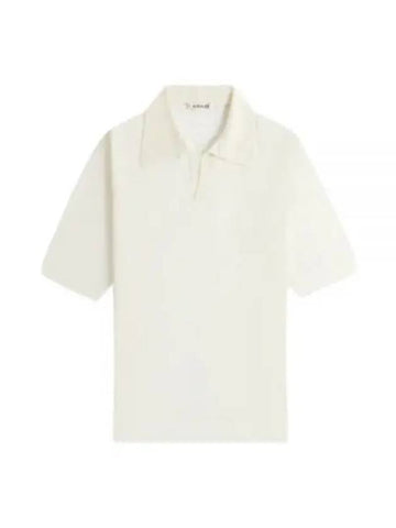 24 HARD TWIST HIGH GAUGE WOOL SILK KNIT SKIPPER POLO IVORY A24SP02WS tee - AURALEE - BALAAN 1