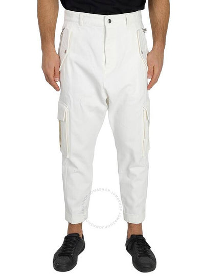 Men's Cargo Cotton Straight Pants White - BALMAIN - BALAAN 2