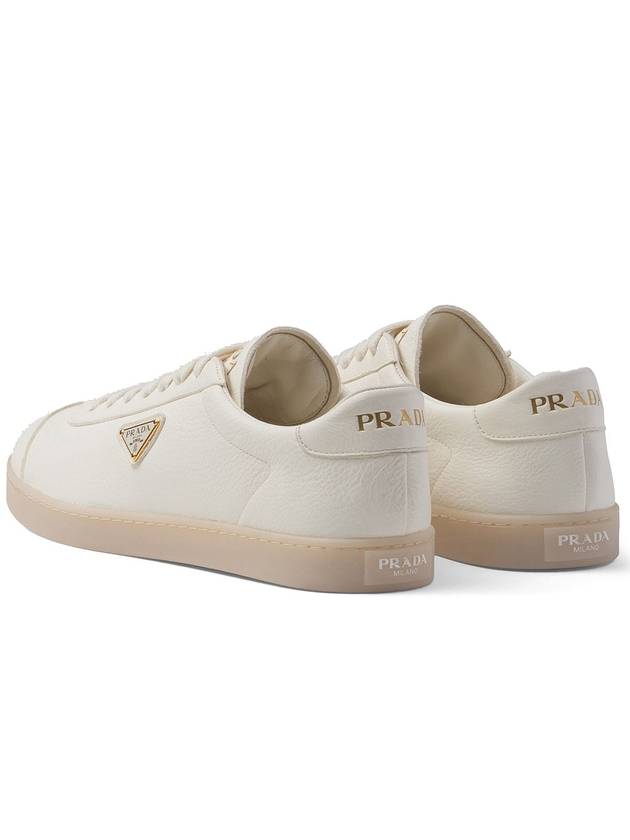 Triangle Logo Lane Leather Low-Top Sneakers Ivory - PRADA - BALAAN 5