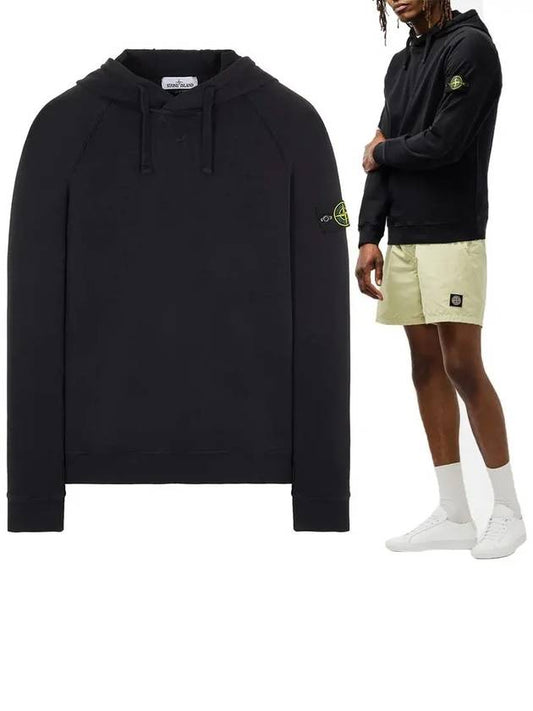 Waffen Patch Long Sleeve Hood Black - STONE ISLAND - BALAAN.