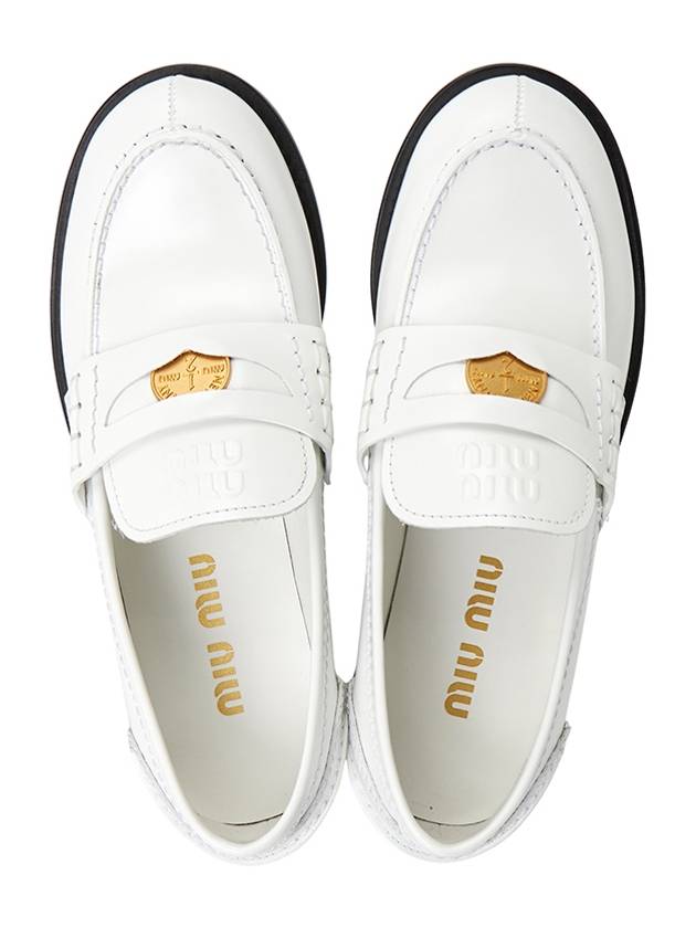 Brushed Leather Penny Loafers White - MIU MIU - BALAAN 3