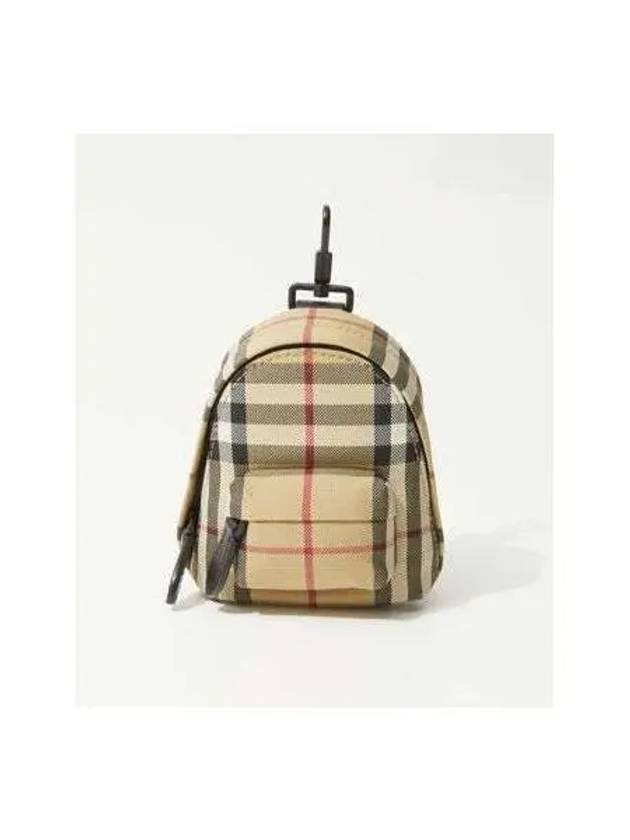 Jett Check Mini Canvas Backpack Charm Key Holder Beige - BURBERRY - BALAAN 2