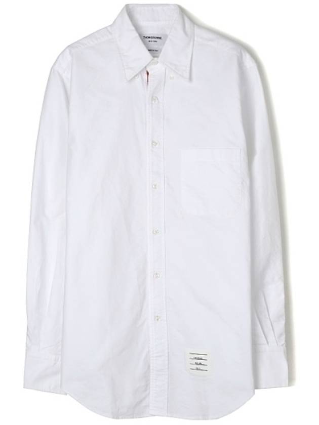 Oxford Grosgrain Placket Cotton Long Sleeve Shirt White - THOM BROWNE - BALAAN 2