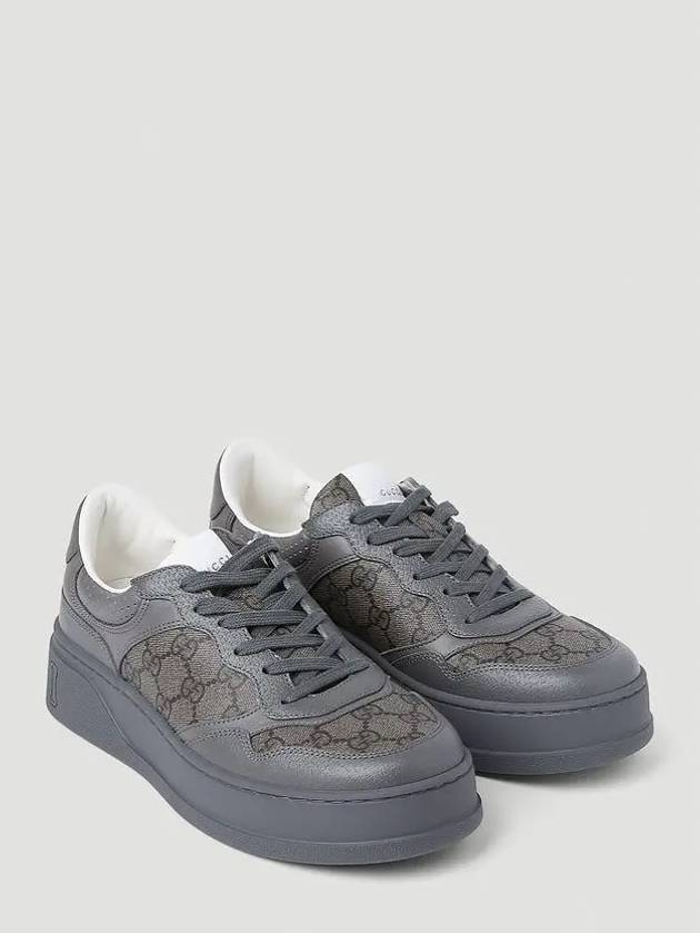 Lace-Up GG Print Canvas Low-Top Sneakers Grey - GUCCI - BALAAN 3