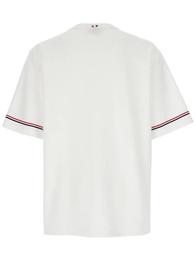 White Crewneck T-Shirt With Rwb Detail On Neck And Sleeve In Cotton Man - THOM BROWNE - BALAAN 2