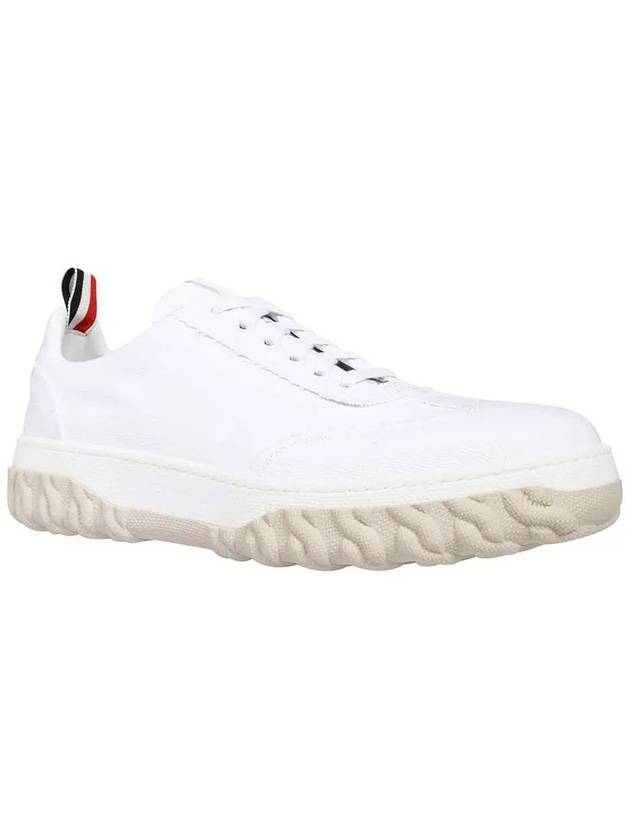 Frayed Canvas Cable Knit Sole Field Shoes White - THOM BROWNE - BALAAN 4