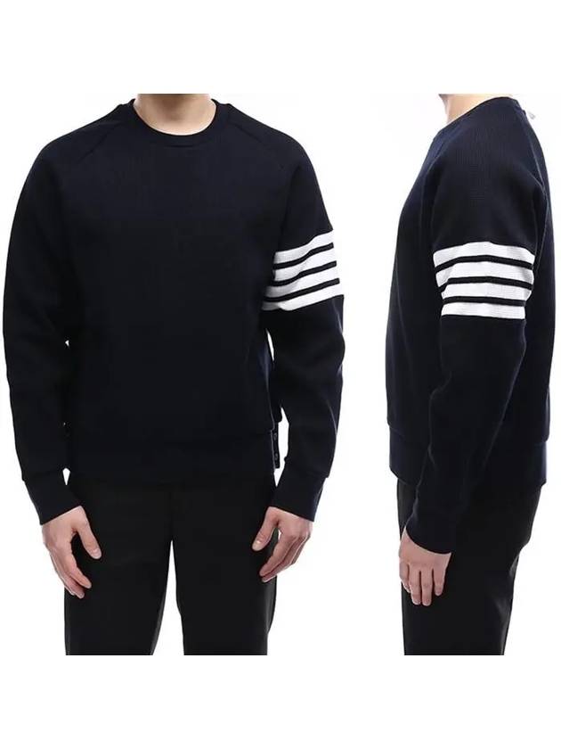 4 Bar Armband Milano Stitch Knit Top Navy - THOM BROWNE - BALAAN 2