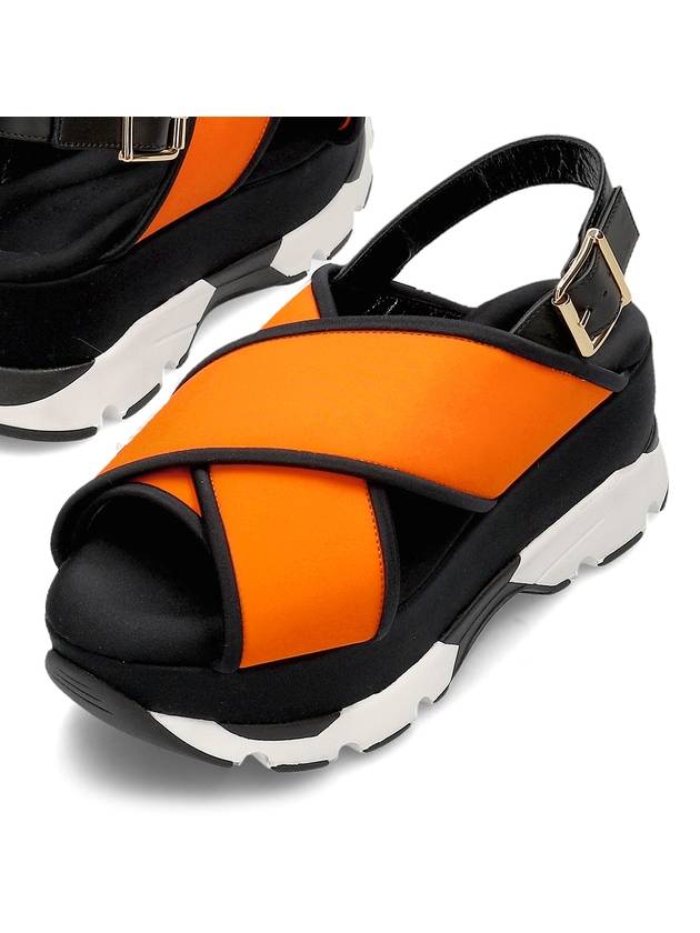 Technical Fabric Cross Wedge Sandals Orange - MARNI - BALAAN.