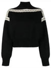 Contrast Trim Effect Knit Top Black - SAINT LAURENT - BALAAN 2