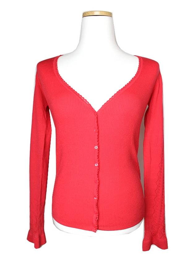 Emporio Armani Coral Pink Knit Cardigan 44 - EMPORIO ARMANI - BALAAN 1