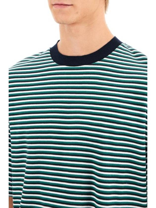 Striped Milano Rib Crewneck Cotton Short Sleeve T-Shirt Green - THOM BROWNE - BALAAN 5