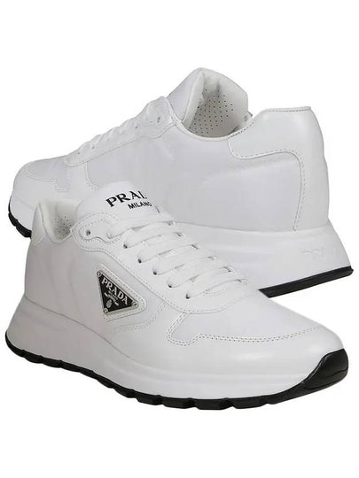 Prax 01 Re-Nylon Brushed Leather Low-Top Sneakers White - PRADA - BALAAN 2